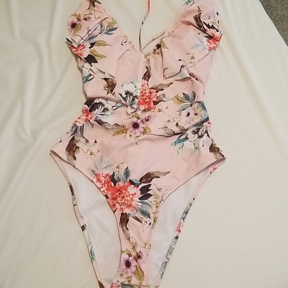 SHEIN Other - Pink Ruffle Open Back One Piece